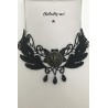 Collier ras de cou dentelle noire avec ornement oiseaux bronze