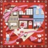 Furoshiki Japonais Saint-Valentin – Motif Lapin & Chocolaterie – 50x50 cm