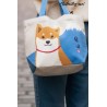 Mini Totebag Bleu avec Shiba et Mont Fuji – Sac Bento Kawaii Import Japonais