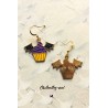 Boucles d’oreilles cupcake chauve-souris – Bijou Halloween – Acier inoxydable doré