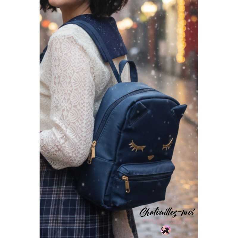 Sac à dos Bleu Élegant Chat Bleu