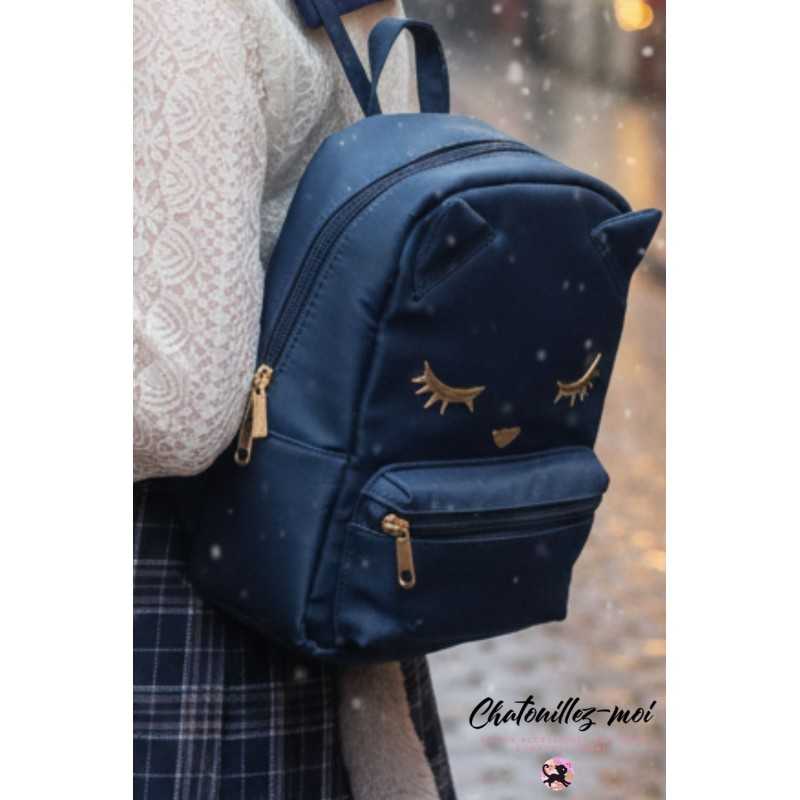 Sac à dos Bleu Élegant Chat Bleu