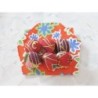 6 boutons en tissus japonais rose et doré, fleurs de cerisier, diam 15 mm