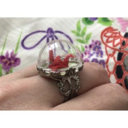 Bague origami grue en tissu...