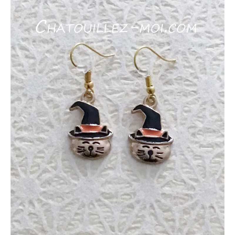 Boucles d'oreilles chat sorcier