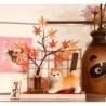 Figurine Shiba d’Automne en Porcelaine et Son Décor – Import Japon