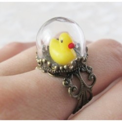 Bague canard globe en verre