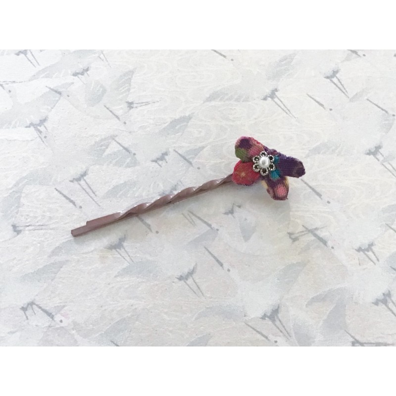 Barrette mini papillon origami en tissu