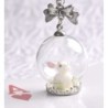 Collier Globe en Verre – Monde Féérique avec Lapin Blanc