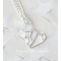 Collier lapin origami argenté